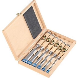 Stechbeitelsatz 6,10,12,16,20,26mm Weißbuchenh.Ulmer Form