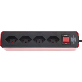 Steckdosenleiste brennenstuhl® Ecolor, 4-fach, Winkel von 90°, mit beleuchtetem Schalter, Kabellänge 1,5 m, IP20, Kunststoff, schwarz-rot