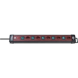 Steckdosenleiste brennenstuhl® Premium-Line Technik, 5-fach, einzeln schaltbar, Aufhängevorrichtung, IP20, Kabellänge 3 m, Kunststoff, schwarz-bordeaux