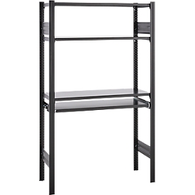 Steckregal ORDO Home, Grundregal, 3 Fachböden, multifunktional, mobil, B 1060 x T 435 x H 1750 mm, tiefschwarz matt RAL 9005