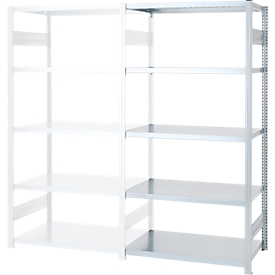 Steckregal ORDO Industry, Anbauregal, modular, 5 Fachböden, Fachlast 140 kg, Feldlast 1200 kg, B 760 x T 435 x H 2000 mm, Stahl verzinkt