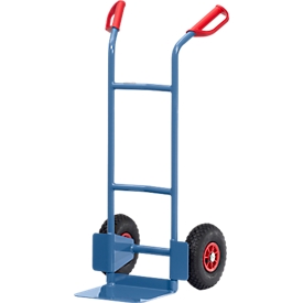 Steekwagen met stalen buizen, tot 200 kg, H 1150 mm, luchtbanden, blauw