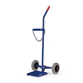 Steel bottle trolley, 1 bottle 40/50 l, pneumatic wheels