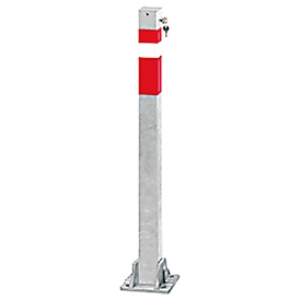 Steel post, hinged, with cylinder lock, lockable in different ways