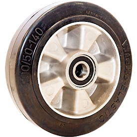 Steering wheel for pallet truck, incl. bearing, Ø 200 x W 50 mm, solid rubber, silver