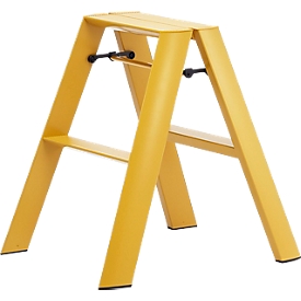 Stehleiter Metaphys Lucano Mustard Yellow, 2 Stufen, bis 100 kg, zusammenklappbar, B 155 x H 620 mm, Aluminium, gelb