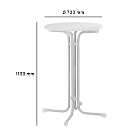 Stehtisch Quickstep ohne Sonnenschirmöffnung, desinfektionsmittelbeständig, Ø 700 mm, weiss