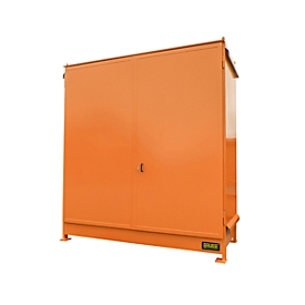 Stellingcontainer BAUER CEN 29-2 IBC, staal, dubbele scharnierdeur, B 3175 x D 1500 x H 3465 mm, oranje