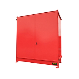 Stellingcontainer BAUER CEN 29-2 IBC, staal, dubbele scharnierdeur, B 3175 x D 1500 x H 3465 mm, rood