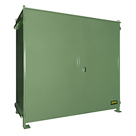 Stellingcontainer BAUER CEN 29-2, staal, dubbele scharnierdeur, B 3175 x D 1500 x H 2980 mm, groen