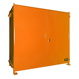 Stellingcontainer BAUER CEN 29-2, staal, dubbele scharnierdeur, B 3175 x D 1500 x H 2980 mm, oranje