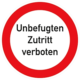 Sticker Verboden toegang voor onbevoegden, Ø 200 mm , 5 stuks (alleen in de Duitse taal)