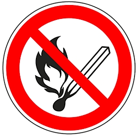 Sticker Vuur, open vlam en roken verboden, Ø 200 mm, 5 stuks