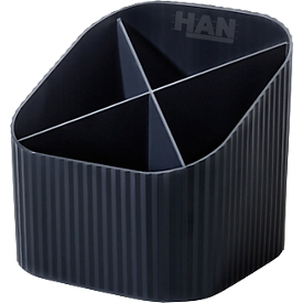 Stiftehalter HAN Karma, 4 unterschiedlich hohe Fächer, B 111 x H 105 x T 111 mm, recycelter Kunststoff, schwarz