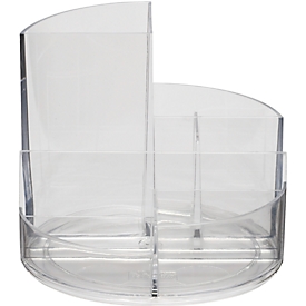 Stifteköcher MAUL MAULrundbox, 6 Fächer inkl. Zettel- & Brieffach, Ø 140 x H 125 mm, ABS-Kunststoff, glasklar
