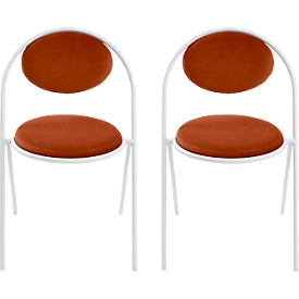 Stoelen Saturne Meet by Paperflow - B 520 x D 540 x H 820 mm - stalen buis wit - fluweel roest - set van 2