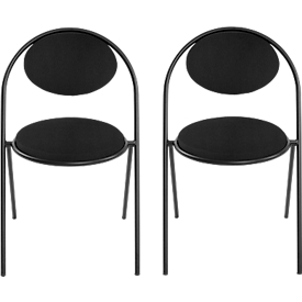 Stoelen Saturne Meet by Paperflow - B 520 x D 540 x H 820 mm - stalen buis zwart - kunstleer zwart - set van 2