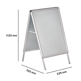 Stoepbord - B 639 x D 700 x H 1120 mm - voor A1- formaat - aan beide zijden te gebruiken - anti-reflectiefolie - weerbestendig (geleverd zonder poster)