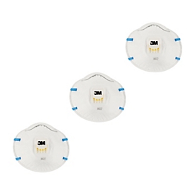 Stofmasker 3M Cool Flow™ 8822, type FFP2, 94% deeltjesfiltratie, met ventiel, wit, 3 stuks