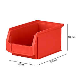 Storage bins SSI Schäfer PROFI LF 221 series, polypropylene, L 234 x W 150 x H 122 mm, 2.7 l, red