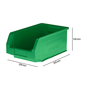 Storage bins SSI Schäfer PROFI LF 321 series, polypropylene, L 343 x W 209 x H 145 mm, 7.5 l, green