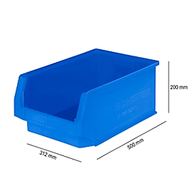 Storage bins SSI Schäfer PROFI LF 532 series, polypropylene, L 500 x W 312 x H 200 mm, 23.5 l, blue