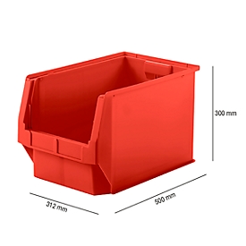 Storage bins SSI Schäfer PROFI LF 533 series, polypropylene, L 500 x W 312 x H 300 mm, 38 l, red