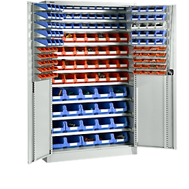 Storage cabinet Schäfer Shop Select, with equipment, W 1200 x D 500 x H 1935 mm, steel, light gray
