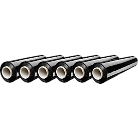 Stretchfolie, 20 mµ, 500 mm x 300 m, zwart, 6 rollen