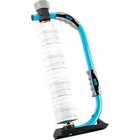 Stretchfolien Abroller grip® Systems, für grip®-Rollen mit einer Breite bis 400 mm, ergonomischer Handgriff, Aufhängevorrichtung, Stahl, wasserblau
