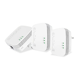 Strong Powerline 600 Triple - Mini - Powerline Adapterkit HomePlug AV (HPAV) - - an Wandsteckdose anschließbar
