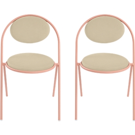 Stühle meet by Paperflow Saturne, 2er-Set, B 520 x T 540 x H 820 mm, Kunstleder, Rosa/Elfenbein