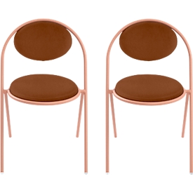 Stühle meet by Paperflow Saturne, 2er-Set, B 520 x T 540 x H 820 mm, Kunstleder, Rosa/Rost