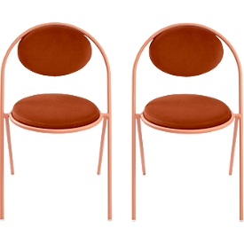 Stühle meet by Paperflow Saturne, 2er-Set, B 520 x T 540 x H 820 mm, Samt, Rosa/Rost