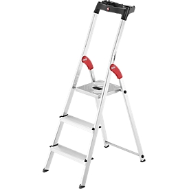 Stufen-Stehleiter Hailo L60, EN 131, mit Multifunktionsschale & Gelenkschutz, bis 150 kg, 3 Stufen