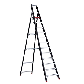 Stufenstehleiter Professional Topline, einseitig, Aluminium, 12 Stufen, schwarz