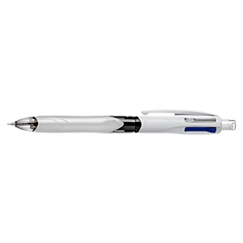 Stylo bille 4 couleurs 4 Colours® 3+1 HB BIC®, indélébile, avec mines supplémentaires, gris/blanc