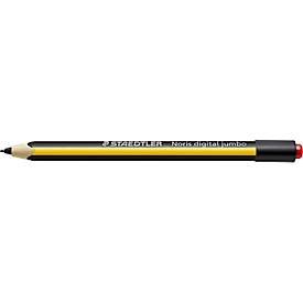 Stylus pen STAEDTLER Noris® Digital Jumbo, voor EMR-compatibele terminals, verwisselbare punt, 4096 drukniveaus, handpalmherkenning, digitale gum, driehoekig, duurzaam materiaal op houtbasis, zwart-geel