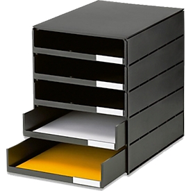 styro® Drawer box Styroval Pro, 5 drawers, open, DIN C4, polystyrene, eco-black