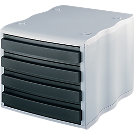 styro® ladebox wave, 4 schuifladen, polystyreen, grijs/zwart