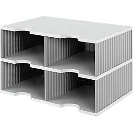 styro® sorteerstation styrodoc Jumbo, C4, 2 etages/2 rijen/4 vakken, grijs