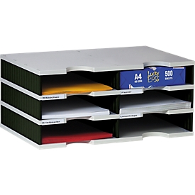 styro® sorteerstation styrodoc Standaard, C4, 3 etages/2 rijen/6 vakken, grijs/zwart