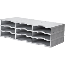 styro® sorteerstation styrodoc Standaard, C4, 3 etages/3 rijen/9 vakken, grijs/grijs