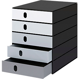 Styro Styroval Pro Color Flow ladebox, voor formaten tot C4, 5 gesloten laden, 100 % polystyreen, grijs/zwart, kleurverloop