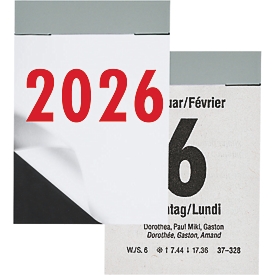 Succes Abreisskalender 2026, 1 Tag/Seite, 4x5,9 cm, Sonnenaufgangszeiten, Namenstage, geheftet mit Aufhängung