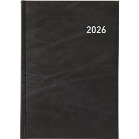 Succes agenda professionnel Registra Plus 2026, 1 jour/page, 14,5x20,5 cm, similicuir, FSC Mix 70%, 4 langues, noir