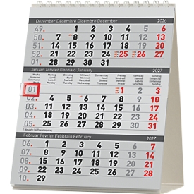 Succes Desktop Delta Pultkalender, 3 Monate pro Seite, Papier, B 125 x T 155 x H 10 mm, weiss