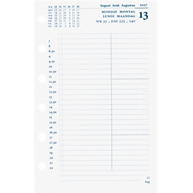 Succes Feuilles journalières Junior, système de planification horaire, 1 jour par page, quadrilingue DE/FR/NL/EN, L 80 x L 125 mm, blanc
