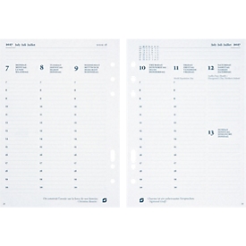 Succes Zeitplansystem-Einlagen, A5, 1 Woche auf 2 Seiten, viersprachig DE/FR/NL/EN, 148 x 210 mm, weiss
