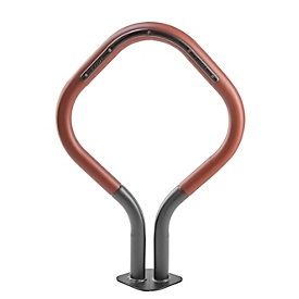 Support à vélos Mottez, pour 2 vélos ou 2 motos, boomerang en caoutchouc, pieds amovibles, L 190 x P 560 x H 800 mm, acier, brun-rouille-noir